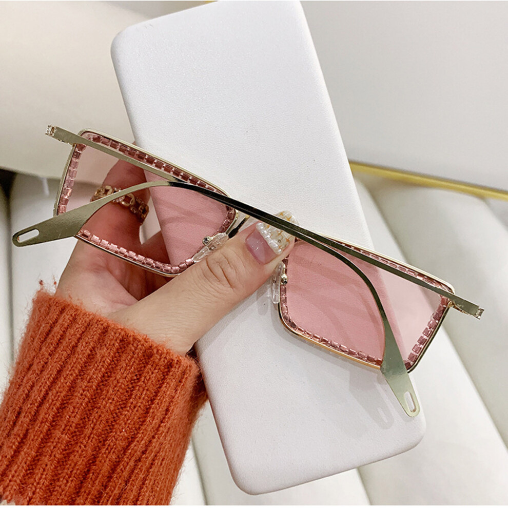 Phui-Pet-Supplies (Golden Frame Powder) Sparkling Sunglasses Uv400 Rhinestones Party Shades
