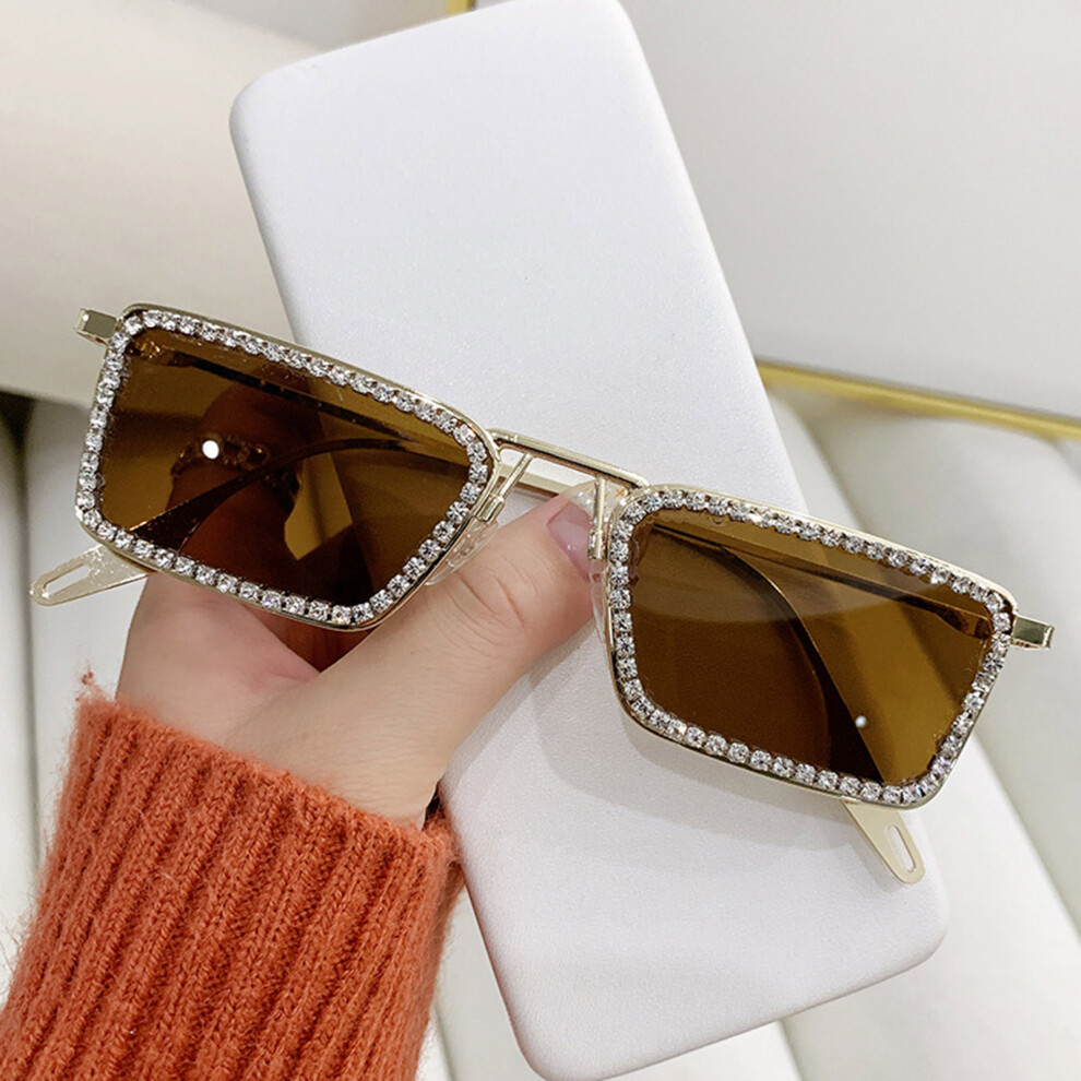 Dachuang Beauty Gold ( Box Of Tea) Sparkling Sunglasses Uv400 Rhinestones Party Shades
