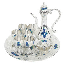 Alloy Wine Glass Pot Set - Rustproof Zinc Alloy Decorative Silver, White, Blue