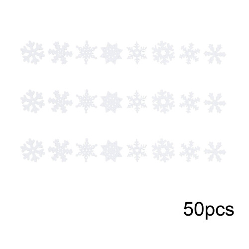 White Glitter Snowflake Ornaments Plastic 50 pcs