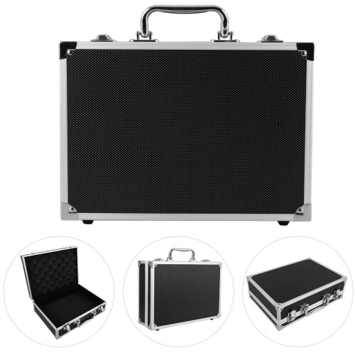 Aluminum Alloy Toolbox Black Portable Tool Storage Box with Handle and Organizer