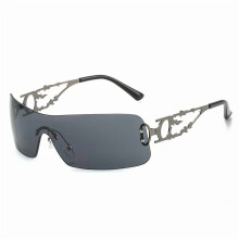 Y2K Rhinestone Flame Rectangle Sunglasses for Women with Bling Glitter
