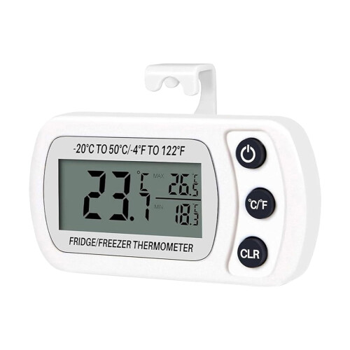 Digital Mini Fridge Freezer, LCD Temp Display (20C–50C), Hook, Max/Min Function – Compatible with Kitchen Vacuum Attachments & Brushes