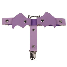 Women Leather Bat Garters Punk Rock Rivet Leg Elastic Garter Suspender 2pcs