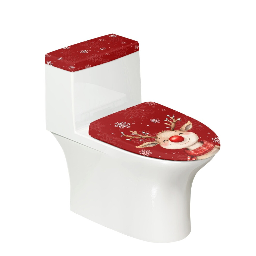 Polyester Toilet Lid Cover With Deer And Snowflakes Design 941196092410
