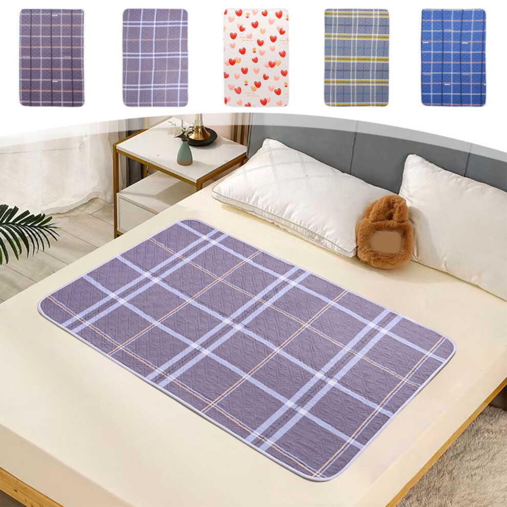Cotton-Lined Incontinence Pads 60x40", Washable Plaid Reusable Underpads, Non-Slip Quilted Pee Pads for Adults â Compatible with Standard Beds