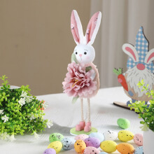 Easter Standing Rabbit Figurine Pastel Plush 8.66 Inch