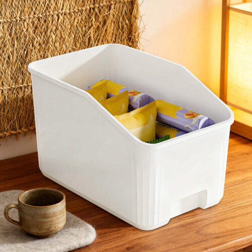 Clear Plastic Storage Cabinet Box for Kitchen/Desk/Home — Durable, Space-Saving, Open-Design, Compatible with Small Items, Snacks & Condiments