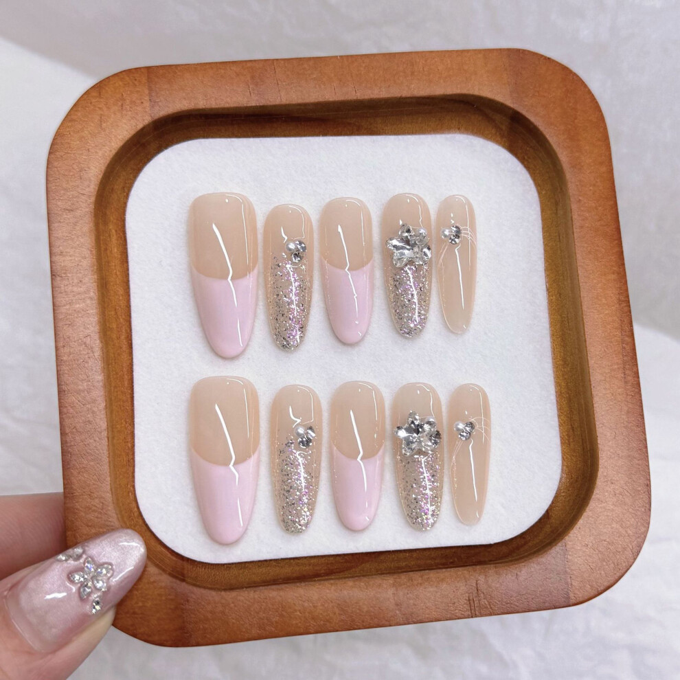 Dachuang Beauty (M) French Pink Tip Press-On Nails, Natural Look