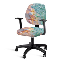 Beach Seashell Starfish Print Office Chair Cover, Stretchable Computer Desk Chair Covers, Anti-Dust Universal Swivel Chairs Slipcover