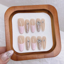 (XS) French Pink Tip Press-On Nails, Natural Look