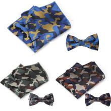 3 Sets Men Camouflage Bow Tie Handkerchief Wedding Party Pocket Square Set