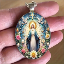 Lady of Mary Necklace – Stainless Steel, Religious Pendant, Ideal Catholic Gift, Daily & Special Occasion Wear, Durable & Elegant