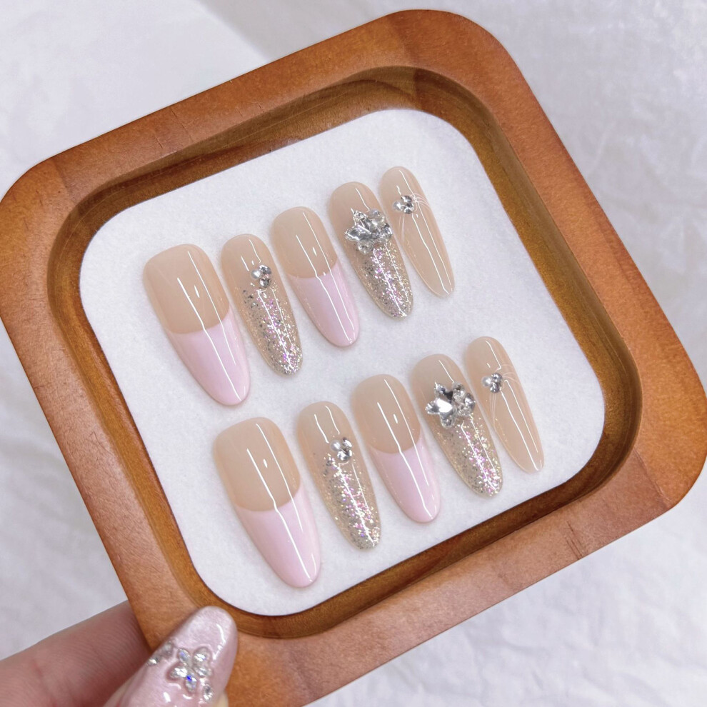Dachuang Beauty (L) French Pink Tip Press-On Nails, Natural Look