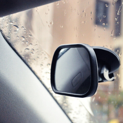 360 Adjustable Car Rearview Mirror with Suction Cup – Easy Install/Remove, Compatible with Back Seat (Black)