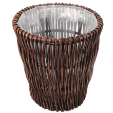 Vintage Design Dark Brown Rattan Woven Trash Can 1Pack