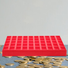 Sturdy Plastic Coin Case Red with Grid Compartments for Coin Collection