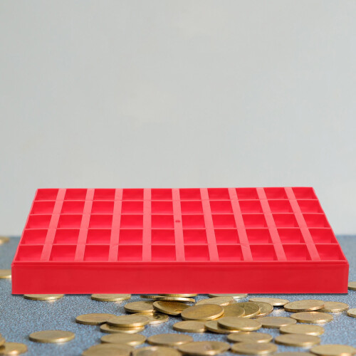 Sturdy Plastic Coin Case Red with Grid Compartments for Coin Collection