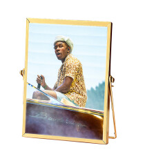 Floating Picture Frame With Pressed Glass And Sliding Locket Closure Vintage Style Antique Gold Metal Frame Suitable For Multi Functional Display And