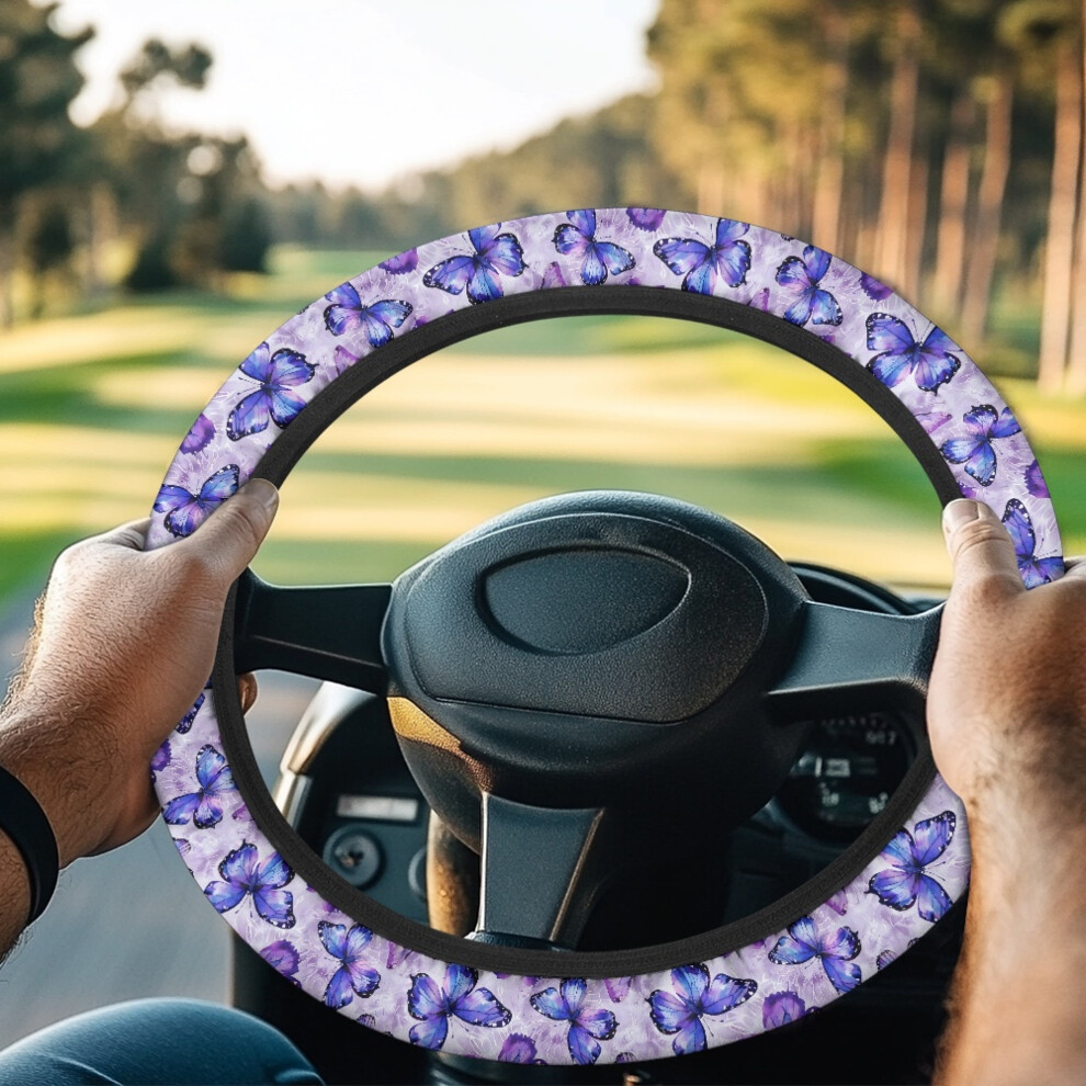 Butterfly Golf Cart Steering Wheel Cover Universal Purple 9422877101047