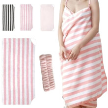 Glow Wrap Towel with Straps Wearable Sling Bath Towels Robe Wraps for Women Plus Size Off Shoulder Sundress Style(Pink)
