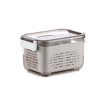 Leakproof Stackable Fridge Organizer Bins with Lid & Removable Colander – Transparent, Drainable, for Fruits/Vegetables