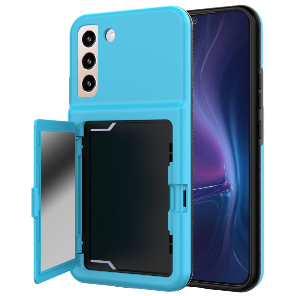 Galaxy S22 Card Holder Wallet Case Â Shockproof Dual-Layer Pc+Rubber With Hidden Mirror, Lightweight & Protective, Compatible With Samsung Galaxy 9065194490427