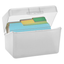 Index Card Box – 1PC Plastic Notecard/Recipe/Flashcard Holder, 5.71x3.35x3.54", White, compatible with standard index cards