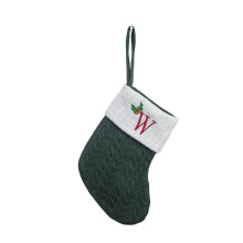 W Little Embroidered Letter Christmas Stocking For Tree Hanging Knit Material