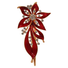 Red Alloy Leaf Shape Rhinestone Hairpin for Wedding, Special Occasions, and Everyday Wear