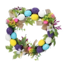 Couronne de Pâques printanière de 19,8 cm avec œufs colorés, eucalyptus et baies – Décoration intérieure/extérieure