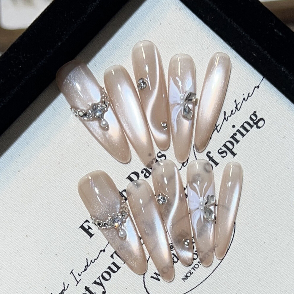 Dachuang Beauty Pink (L) Butterfly False Nails, Resin, Zero Pressure