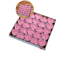 50-Pack Heart-Shaped Unscented Tealight Candles, Dripless & Smokeless, Long-Lasting for Romantic Decor, Pool, Home, Wedding