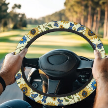 Sunflower Butterfly Golf Cart Steering Wheel Cover