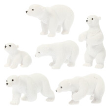 6-Piece White Polar Bear Resin Figurines