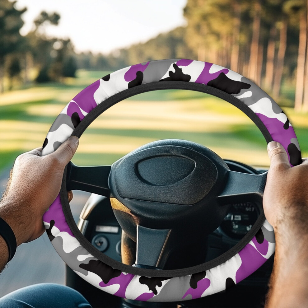Camo Golf Cart Steering Wheel Cover Â Warm In Winter, Cool In Summer, Dust Cover, Compatible With Club Car Purple/White 9087558672935