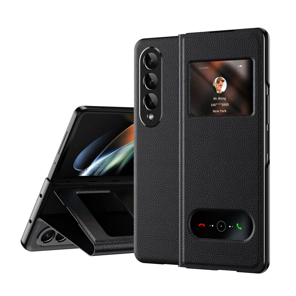 Tech Circle Case For Samsung Galaxy Z Fold 6 – Ultra-Thin Pu Leather, Magnetic Kickstand, Anti-Scratch & Shockproof, Black 9065194491059