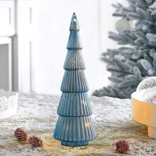 Blue Crystal Glass LED Christmas Tree Ornament – Light-Up Acrylic Night Light, Compatible with Home Decor
