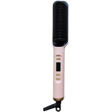 Hair Straightener Brush Hair Straightener Comb Anti-Scald Hair Straightening Brush Fast Heating Ceramic,Best Choice (Color : Pink, Size : 27 * 4.5cm)