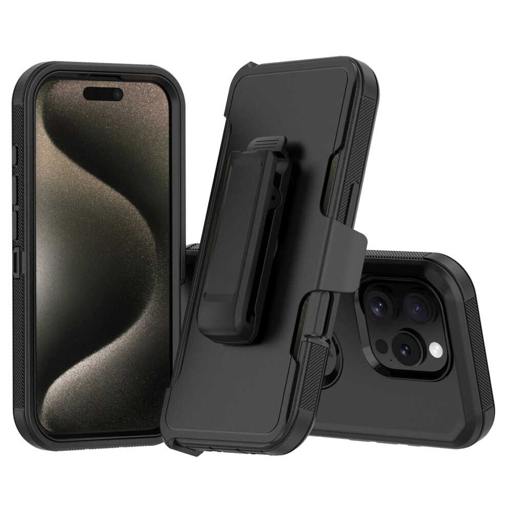 Case With Belt Clip For Compatible With Iphone 16 Pro Heavy Duty Shockproof Dustproof Phone Case, Black 9065194492360