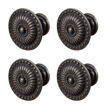 Vintage Zinc Alloy Cabinet Pull Handles with Screws for Cupboard Dressing Table Doors Black 4pcs