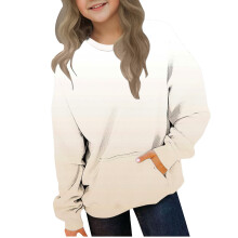Girls' Gradient Pullover Sweatshirt, Oversized Thermal Top with Pocket – Casual & Dressy, Autumn/Winter, Ages 2-12