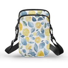 Schultertasche mit Blätter- und Zitronenmuster aus Polyester, verstellbarer Schultergurt, Umhängetasche für den täglichen Gebrauch im Freien