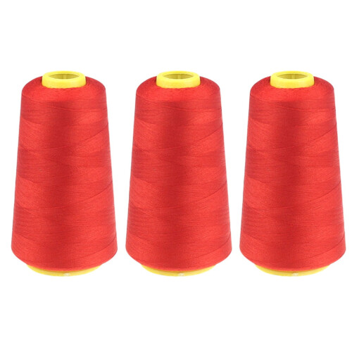 3-Pc Sewing Thread Kit: 2300 Yds Serger Threads, Prewound Bobbins, Polyester – Compatible with Sergers & Overlock Machines