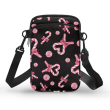 Herzförmige Zuckerstangen-Schultertasche für Damen, 2-lagig, Polyester, 11 x 5 x 18 cm, ideal für Reisen