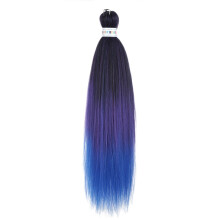 6 Packs 3-Tone Ombre Pre-Stretched Braiding Hair, 26-Inch Synthetic Hair Extensions, Hot Water Setting for Crochet Braids, Dark Blue