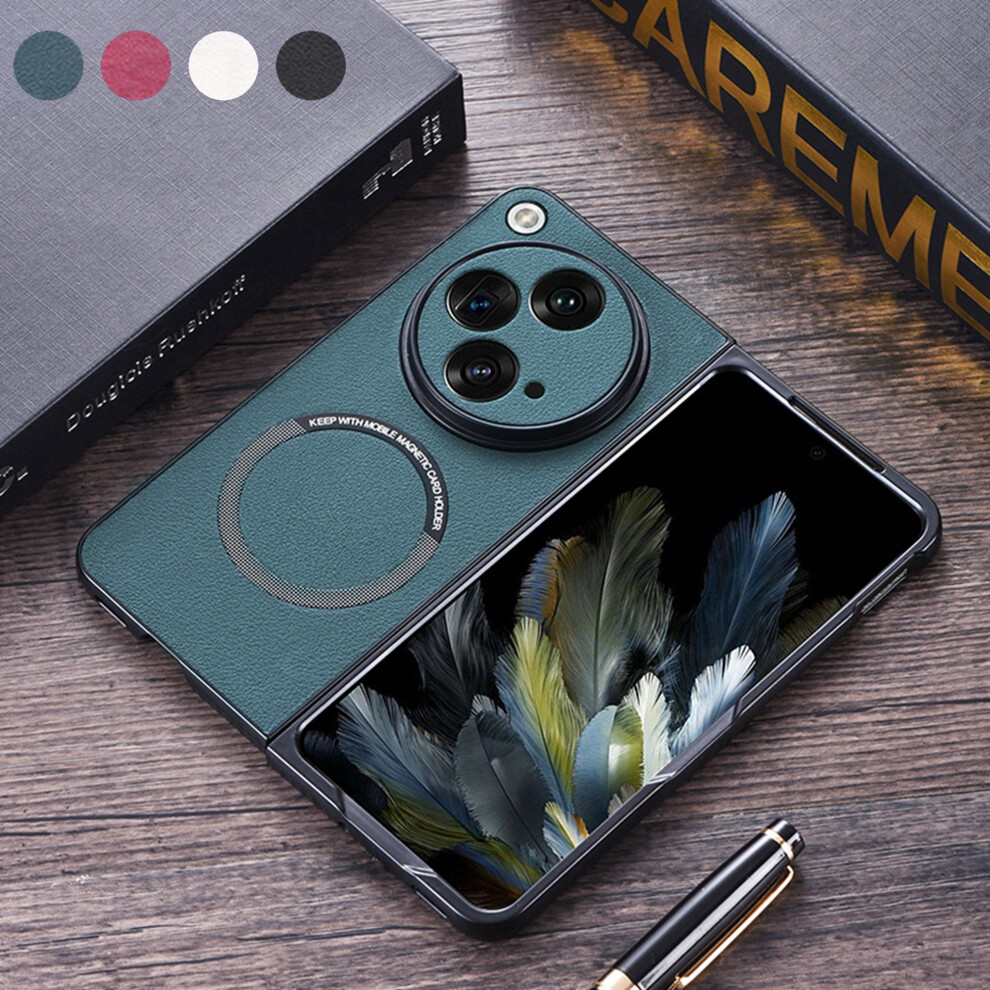 Magnetic Case For Compatible With Oneplus Open 2023, Magsafe-Compatible, Pu Leather, Shockproof, Ultra-Thin, Wireless Charging, Green 9065194492919