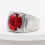 Round Multicolor Stone Ring Stainless Steel Unisex Red Size 1