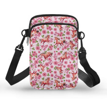 Kleine Pferdeblumen-Schultertasche für Damen, doppellagig, für Erwachsene, für den täglichen Gebrauch, 11 x 5 x 18 cm