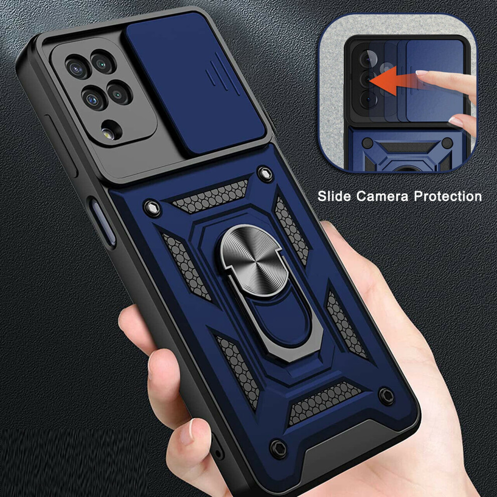 Compatible With Samsung Galaxy A52 5G Case – Military-Grade Hybrid Cover With 360 Ring Kickstand & Slide Camera Protector, Blue 9065194493060